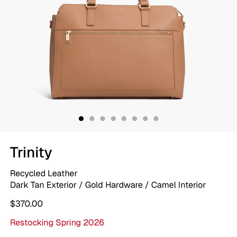Trinity Dark Tan Laptop Bag with Gold Accents